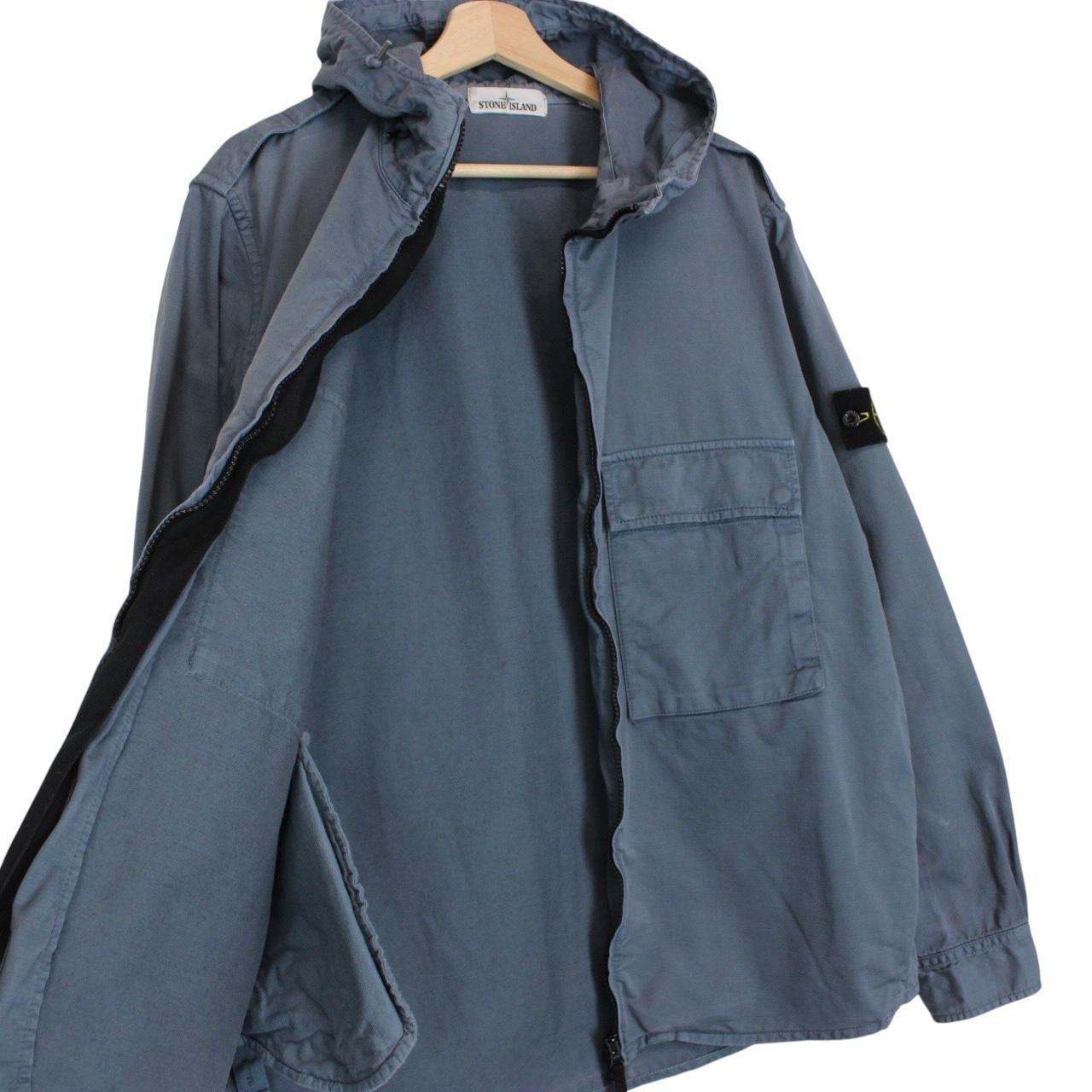 Stone Island AW 2014 Blue Supima Cotton Twill Stretch-TC Hooded Jacket