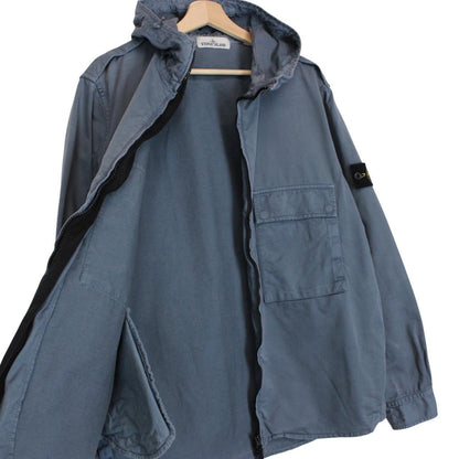 Stone Island AW 2014 Blue Supima Cotton Twill Stretch-TC Hooded Jacket