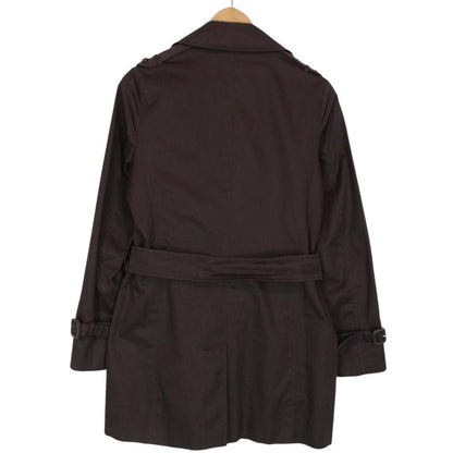 Aquascutum Brown House Check Double Breasted Belted Trench Coat