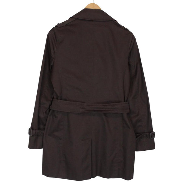 Aquascutum Brown House Check Double Breasted Belted Trench Coat