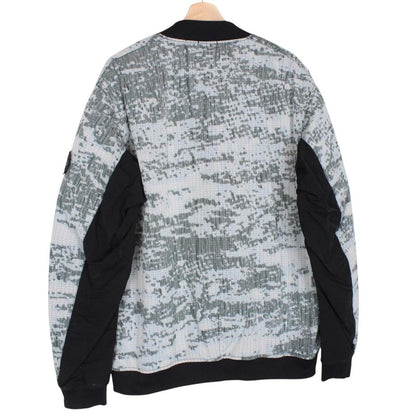 Stone Island bomber jacket grey marl with embroidered compass logo and unique pattern.