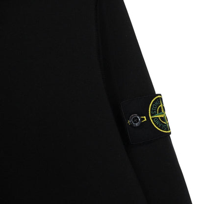 Stone Island black jumper organic cotton 1/4 zip with detachable compass badge.