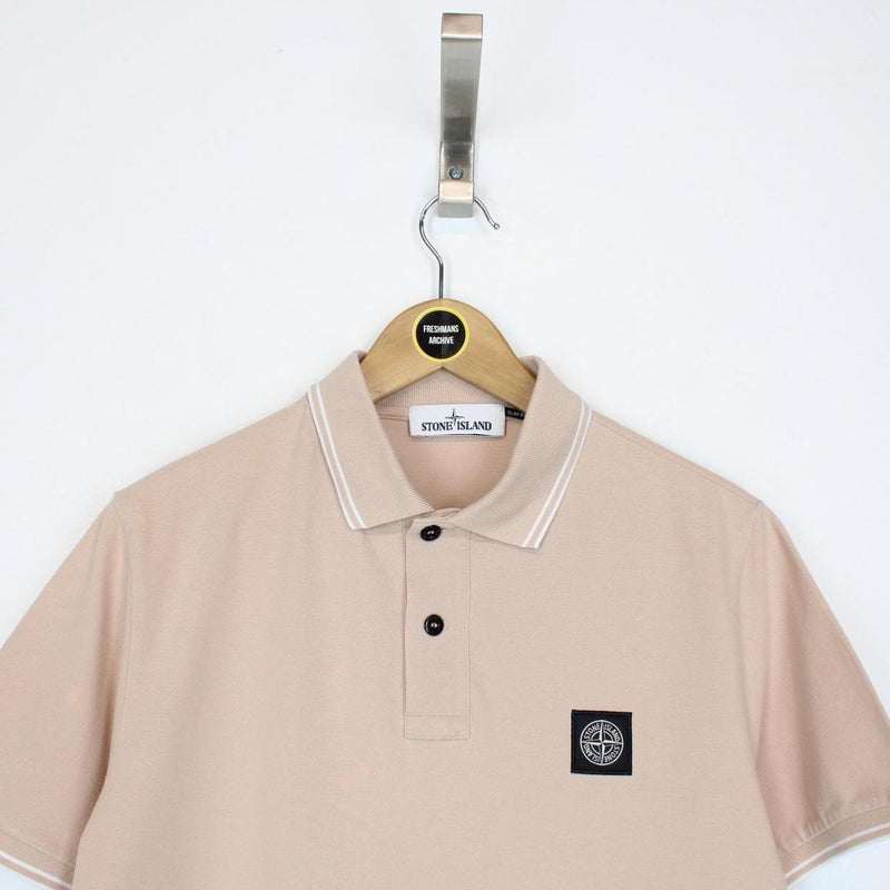 Stone Island Peach Short Sleeve Compass Cotton Polo Shirt