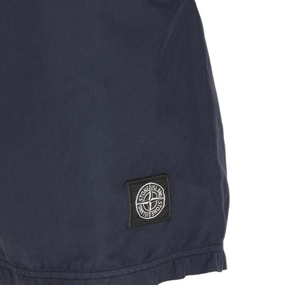 Stone Island SS26 Navy Blue Brushed Nylon Mid-Length Swim Shorts