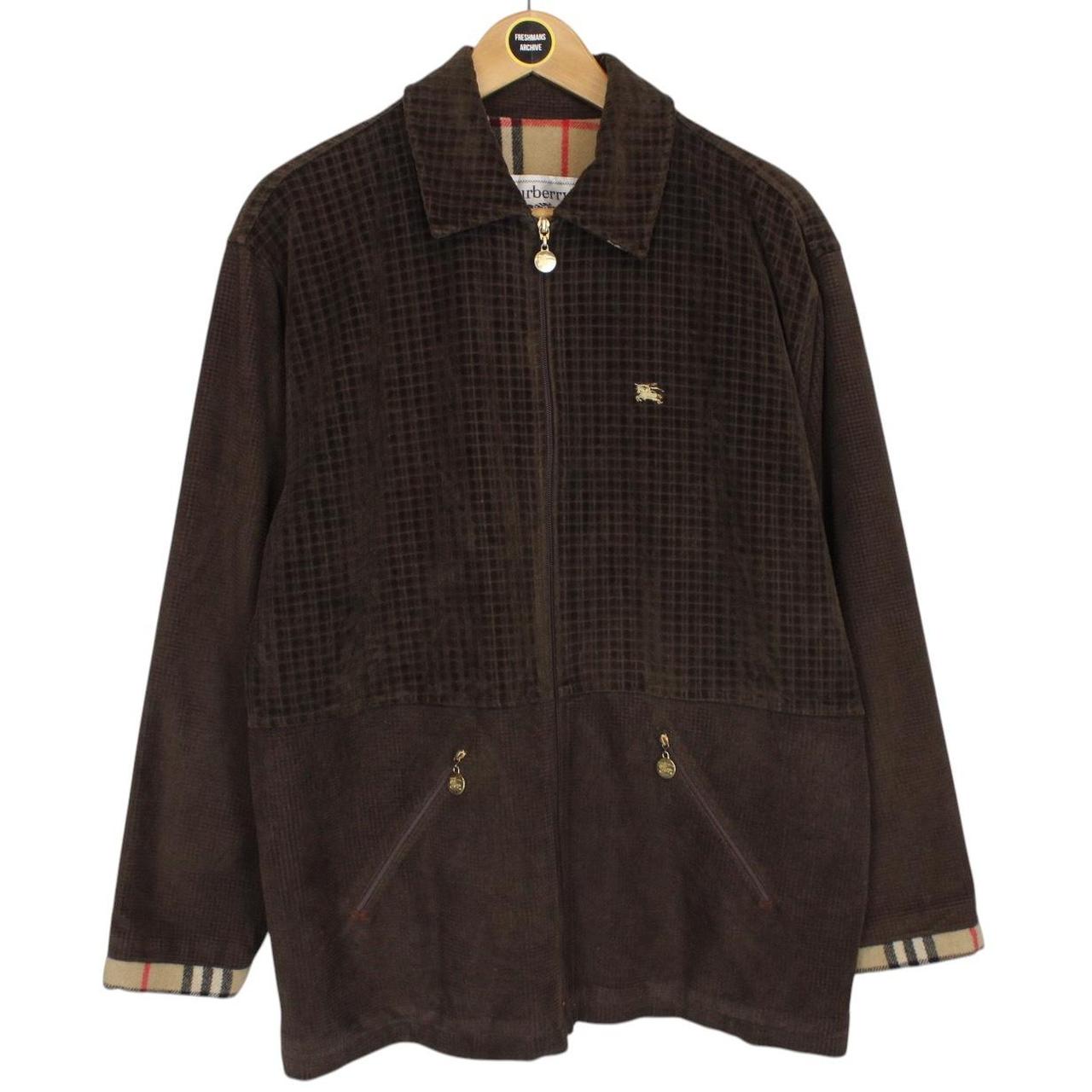Vintage 90s Burberry Brown Wool Nova Check Lined Jacket