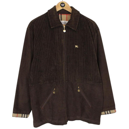Vintage 90s Burberry Brown Wool Nova Check Lined Jacket