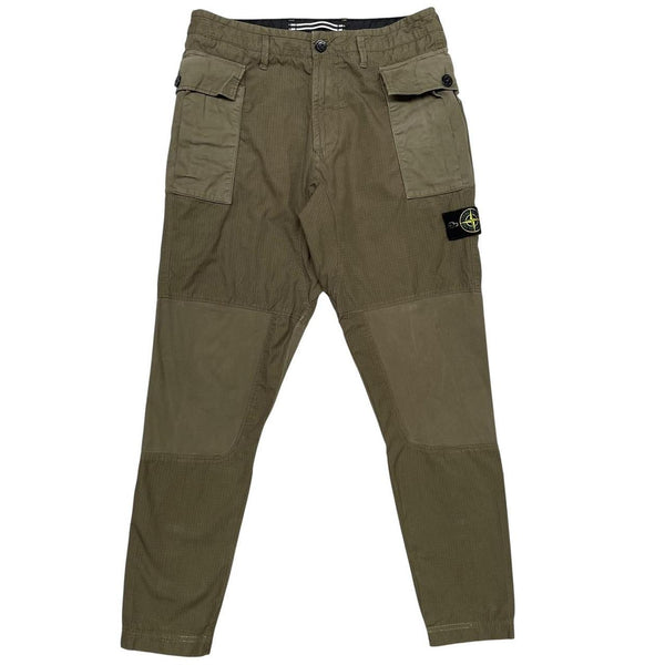 Stone Island AW 2019 Khaki Green RE-T Fit Ripstop Cargo Trousers