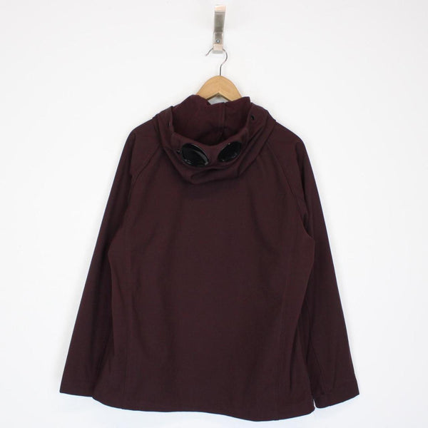 CP Company Wine Burgundy Pullover Hooded Soft Shell Goggle Jacket