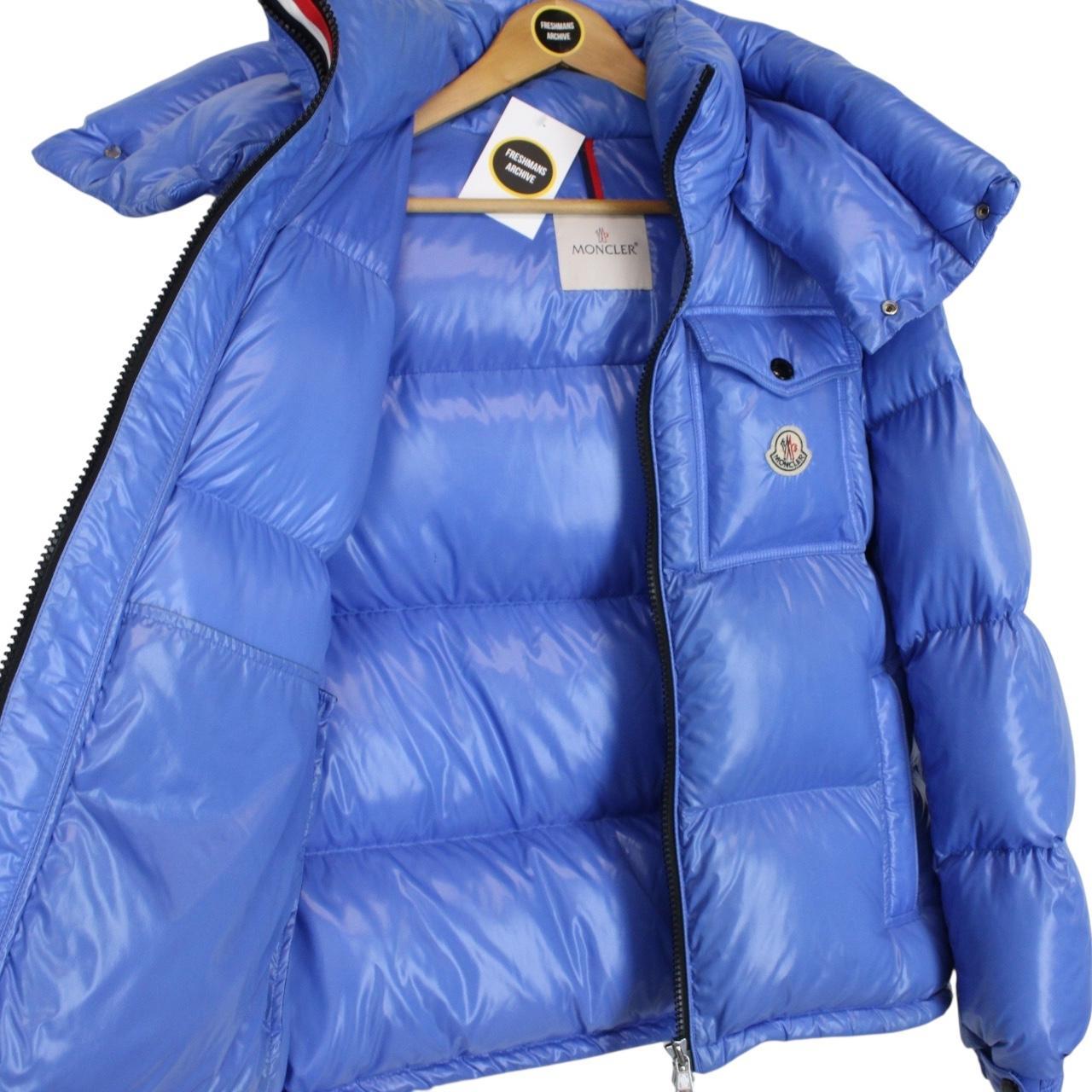 Moncler Montbeliard Baby Blue Full Zip Hooded Short Down Jacket