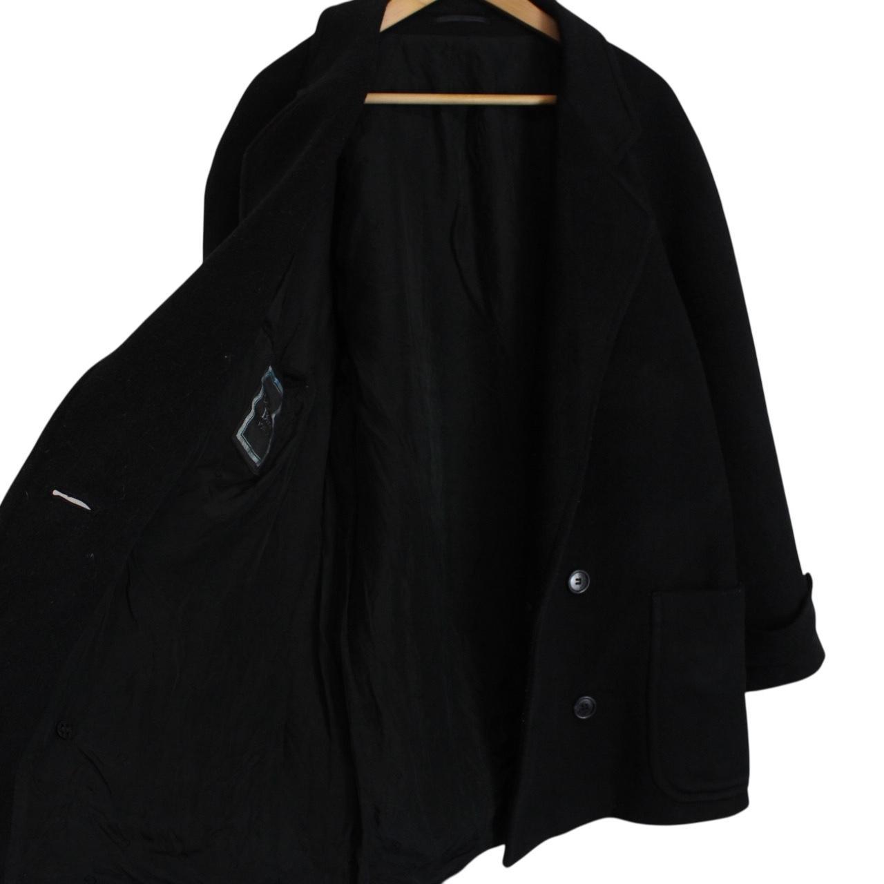 Vintage 90s Christian Dior Black Cashmere Wool Blend Double Breasted Coat