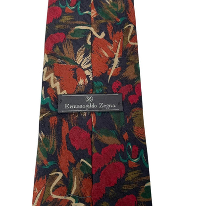 Ermenegildo Zegna Multicoloured Abstract Silk Tie
