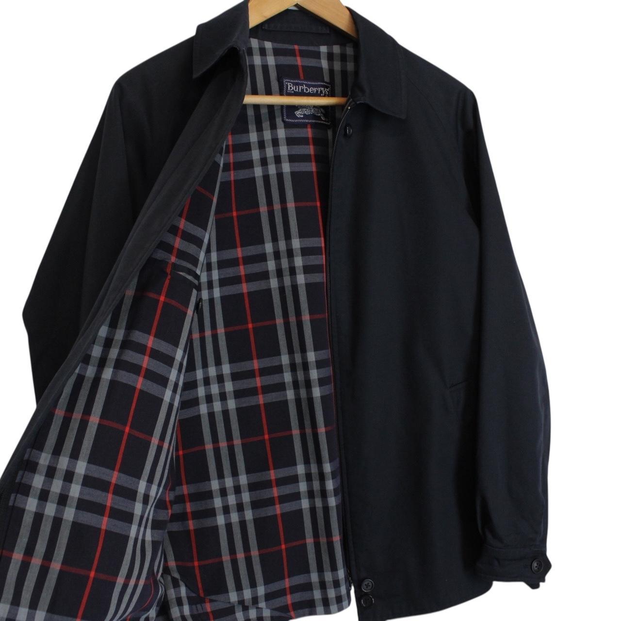 Vintage 90s Burberry Navy Blue Nova Check Full Zip Harrington Jacket