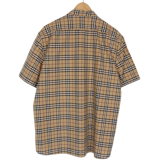 Burberry London Tan Brown Nova Check Short Sleeve Cotton Shirt