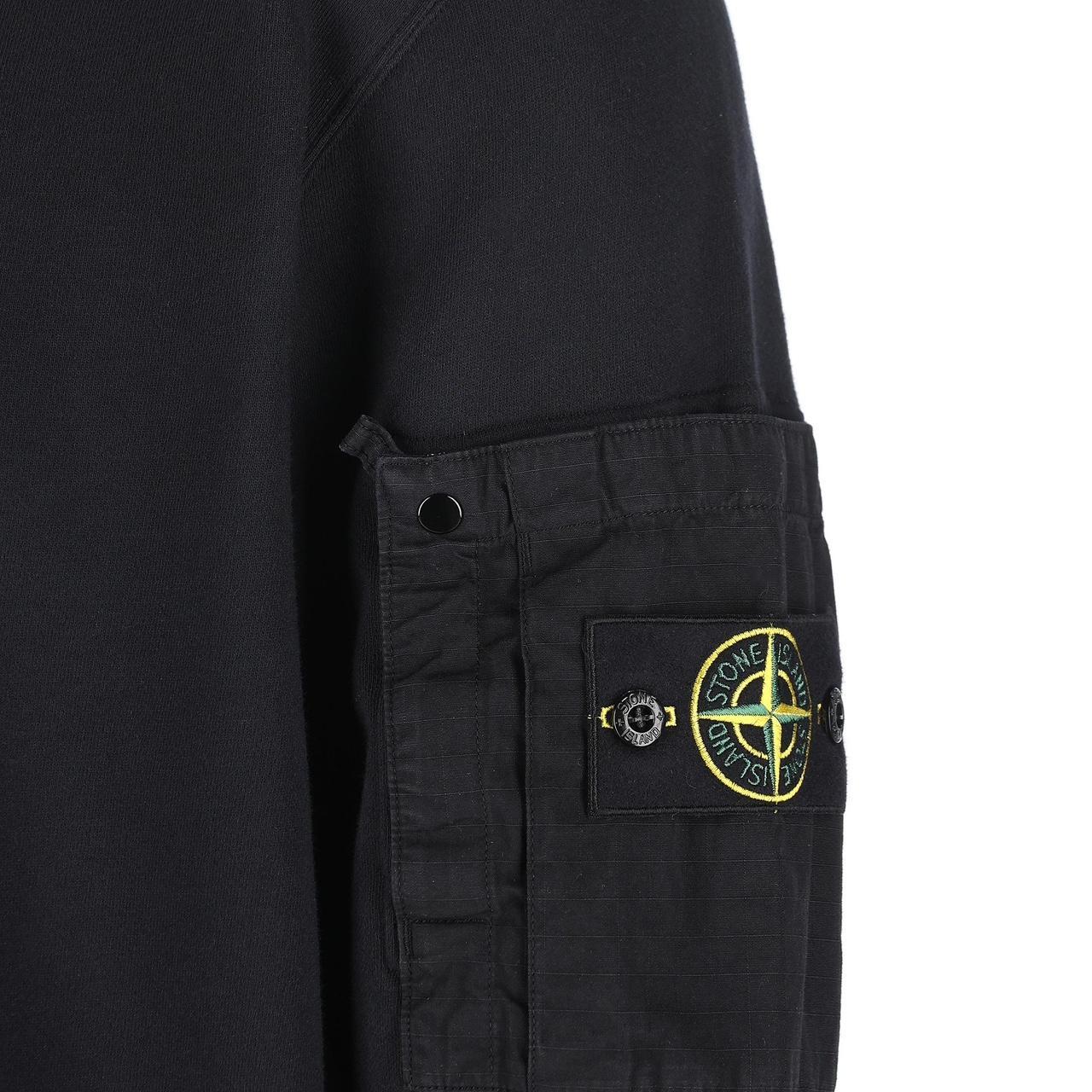 Stone Island SS26 Navy Blue Zip Pocket Cotton Garment Dyed Sweatshirt
