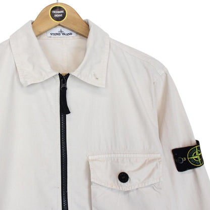 Stone Island SS 2020 Cream Full Zip Cotton Overshirt Jacket