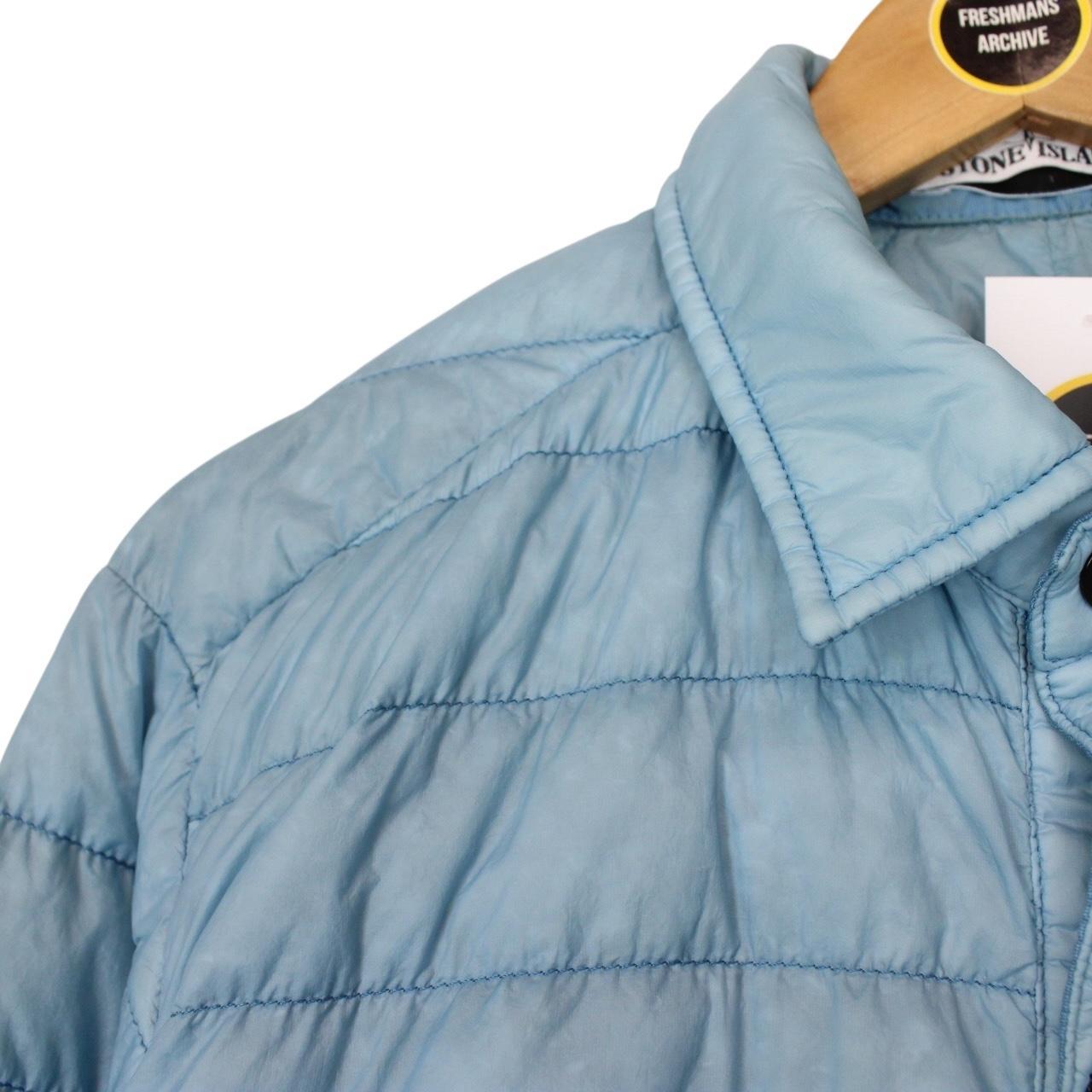 Stone Island SS 2017 Light Blue Garment Dyed Micro Yarn Down Overshirt Jacket
