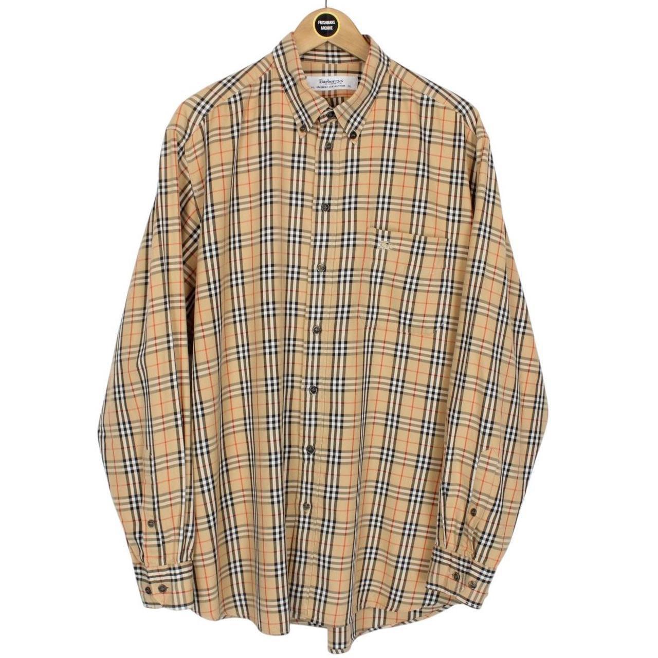 Vintage 90s Burberry Beige Nova Check Cotton Long Sleeve Shirt