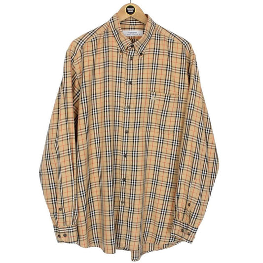 Vintage 90s Burberry Beige Nova Check Cotton Long Sleeve Shirt