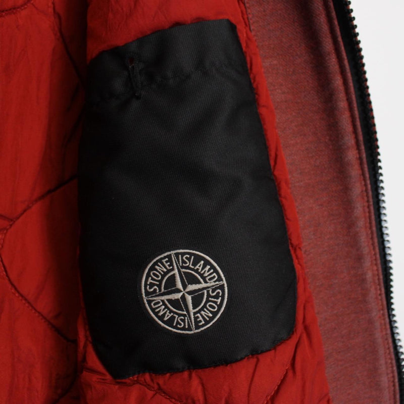 Stone Island AW 2014 Red Saia Doppia Faccia Hooded Quilted Wool Jacket