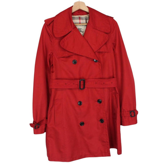 Burberry London Black Nova Check Double Breasted Belted Trench Coat