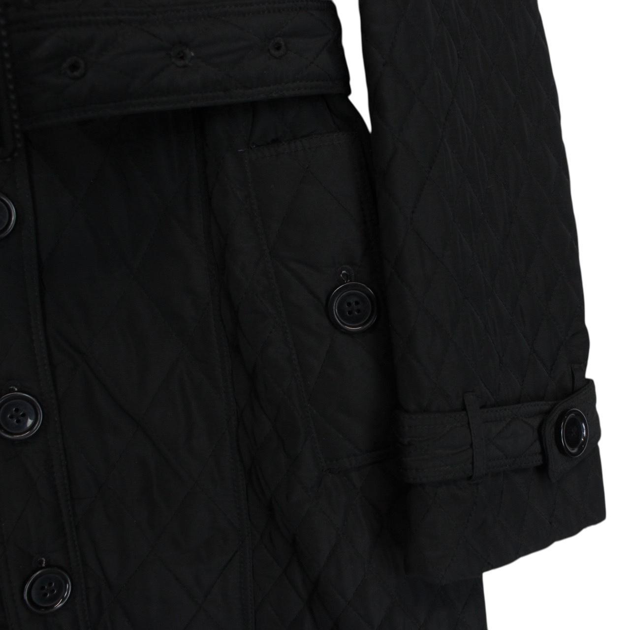 Burberry London Black Nova Check Quilted Belted Trench Coat