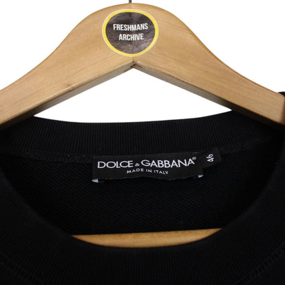 Dolce and Gabbana Black and White Logo Print Sweatshirt Jumper