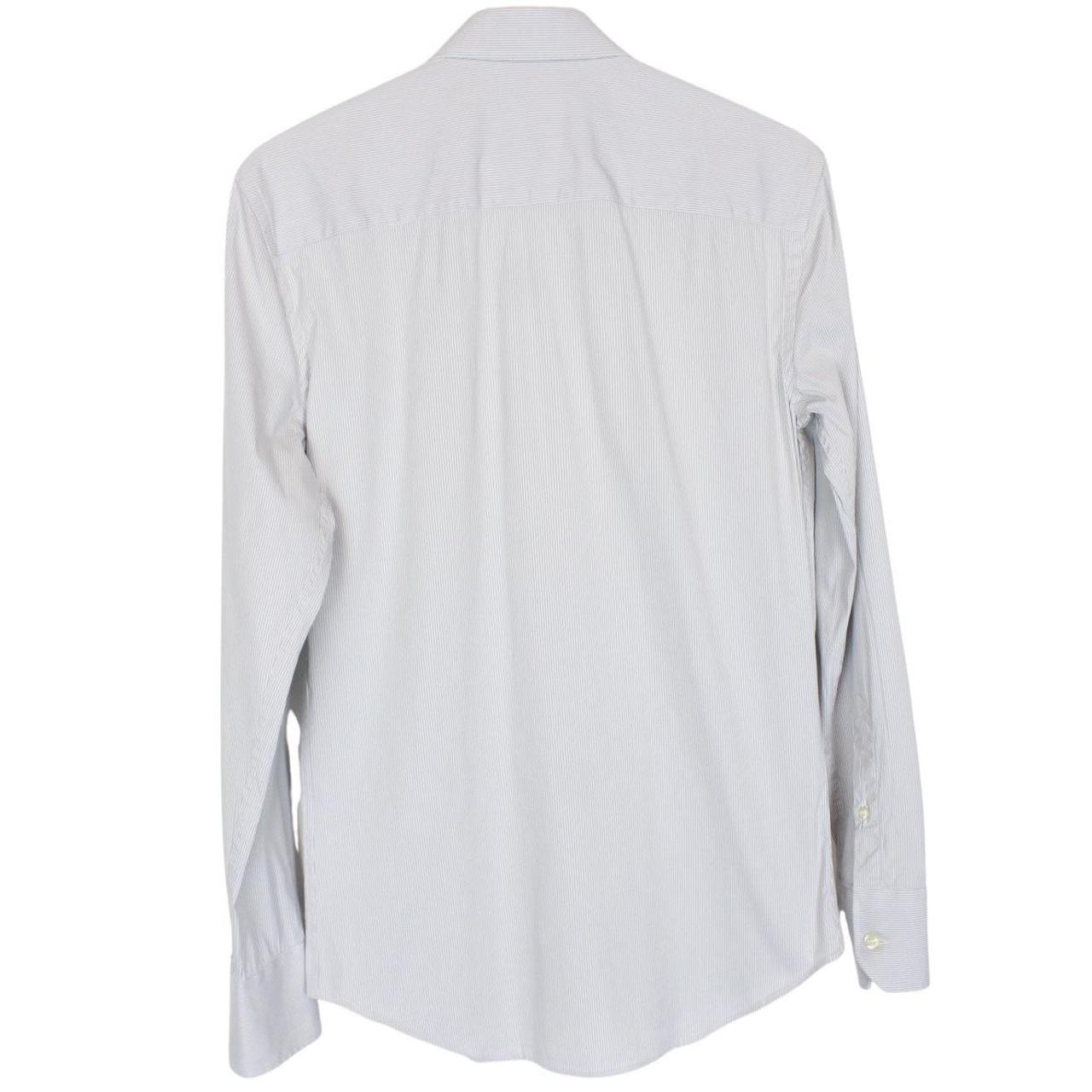Emporio Armani Grey and White Striped Long Sleeve Cotton Shirt