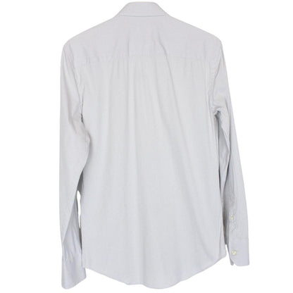 Emporio Armani Grey and White Striped Long Sleeve Cotton Shirt