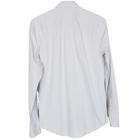 Emporio Armani Grey and White Striped Long Sleeve Cotton Shirt