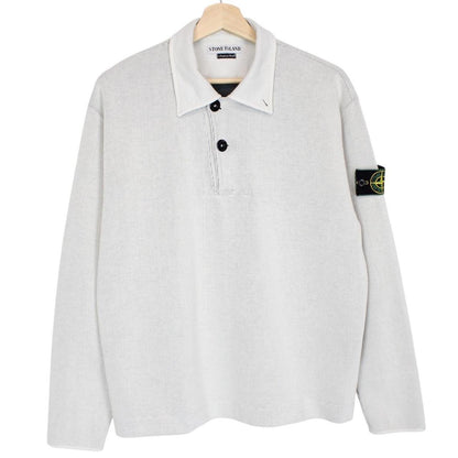 Vintage Stone Island SS 1998 Grey Ribbed Cotton Green Edge Badge Jumper