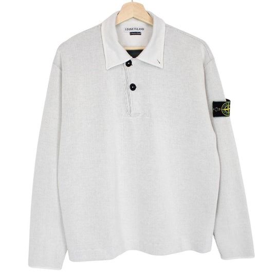 Vintage Stone Island SS 1998 Grey Ribbed Cotton Green Edge Badge Jumper