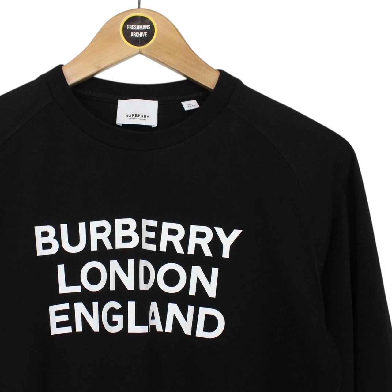 Burberry Black and White Logo Print Long Sleeve Cotton T-Shirt