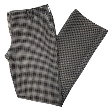 Vintage 00s Prada Sport Brown Check High Waisted Flared Trousers