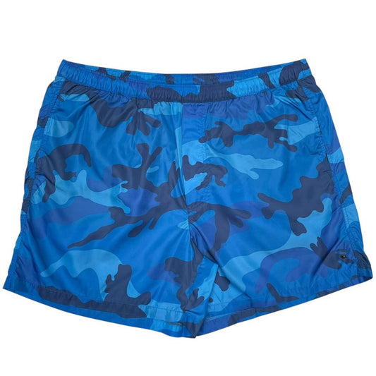 Valentino Blue Camoflauge Print Nylon Swim Shorts