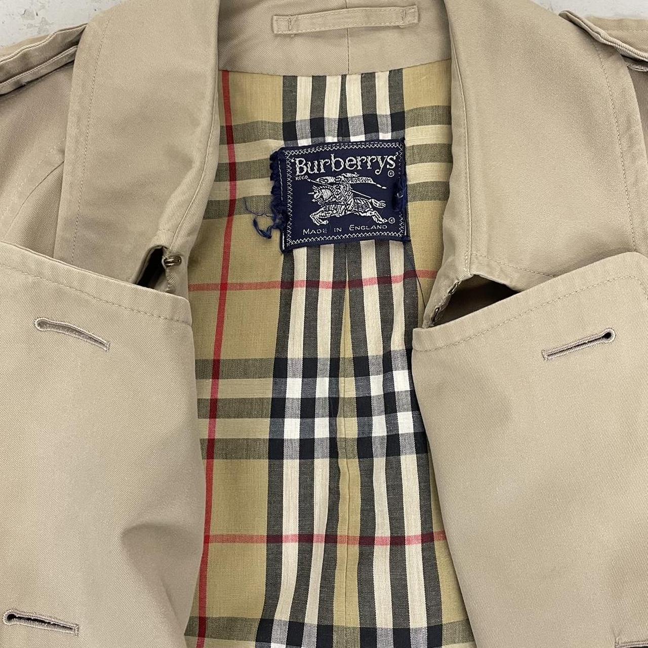 Vintage 90s Burberry Tan Brown Nova Check Double Breasted Belted Trench Coat