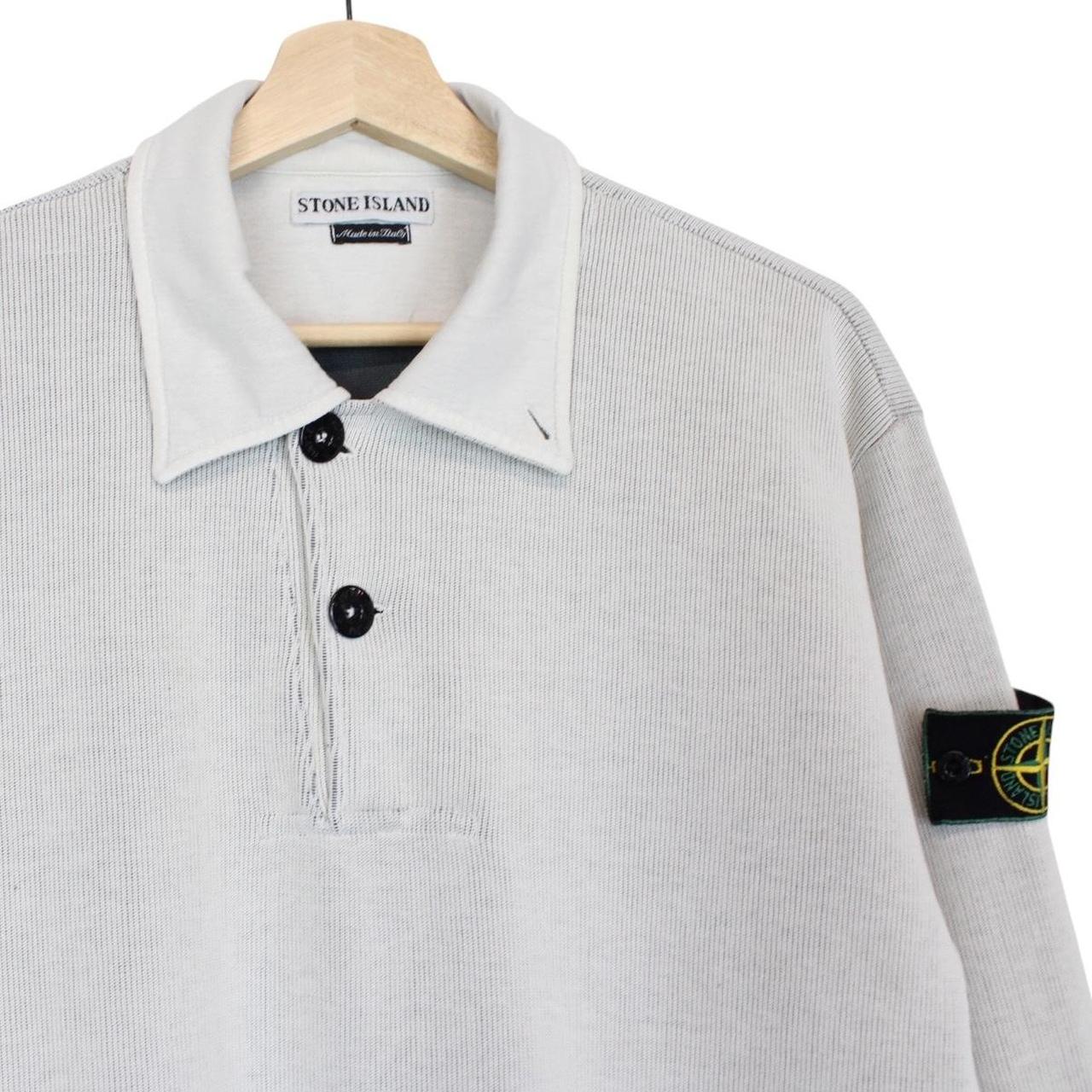 Vintage Stone Island SS 1998 Grey Ribbed Cotton Green Edge Badge Jumper