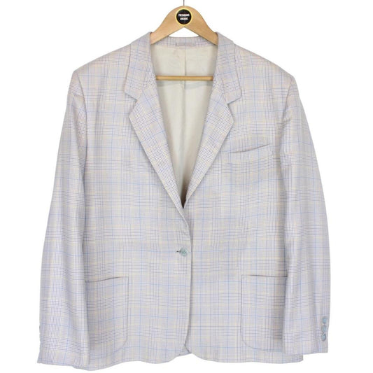 Vintage 80s Burberry Lilac Purple Check Wool and Silk Blazer Jacket