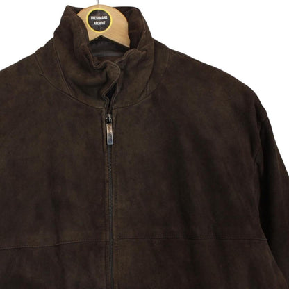 Vintage Burberry London Brown Full Zip Suede Leather Jacket