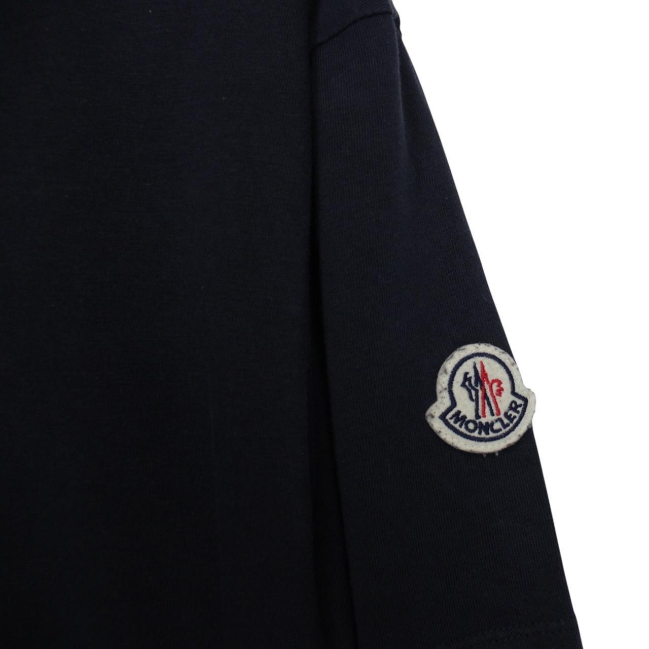 Moncler Navy Blue Logo Print Short Sleeve Cotton T-Shirt