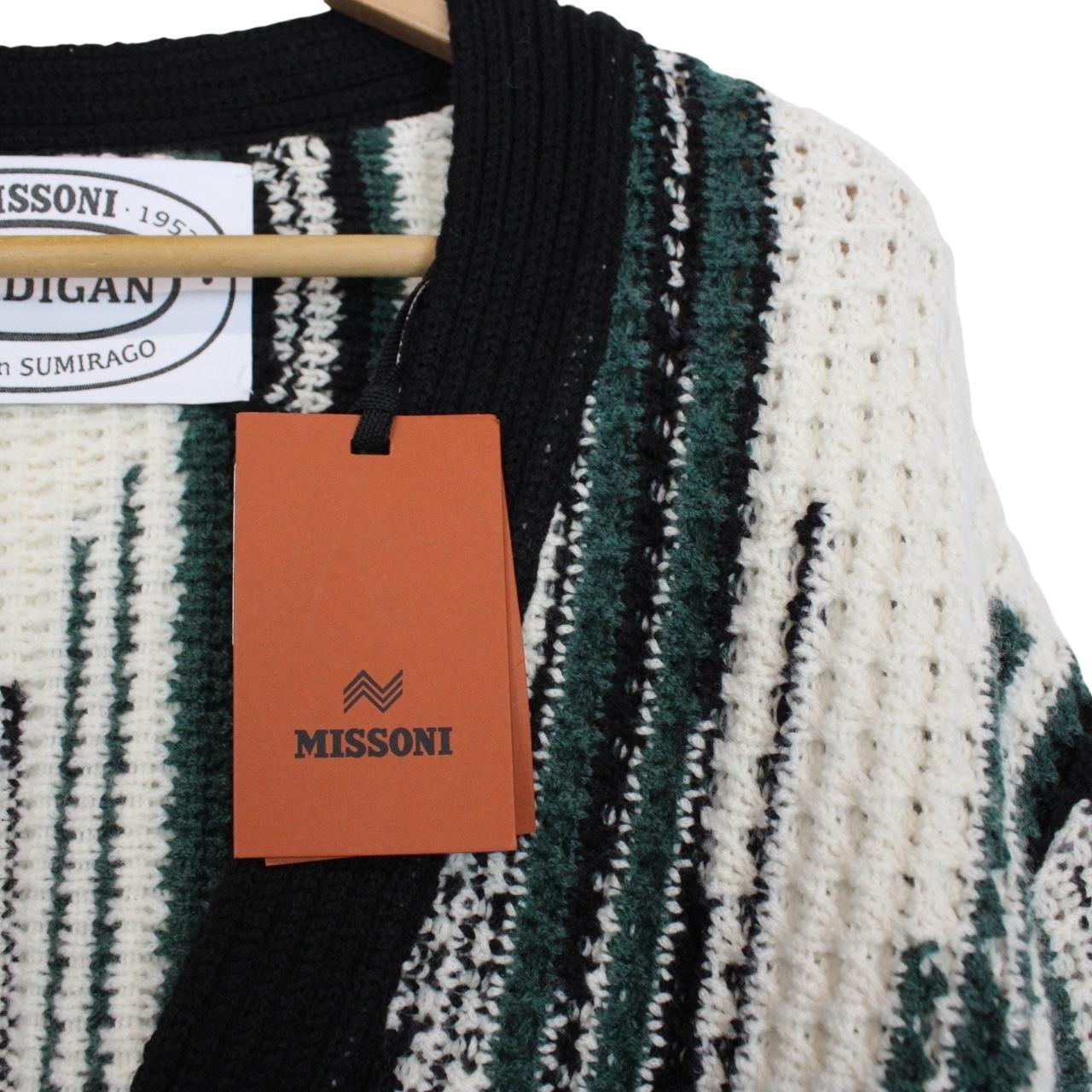 Missoni Multicoloured Button Up Virgin Wool Blend Knit Cardigan Jumper