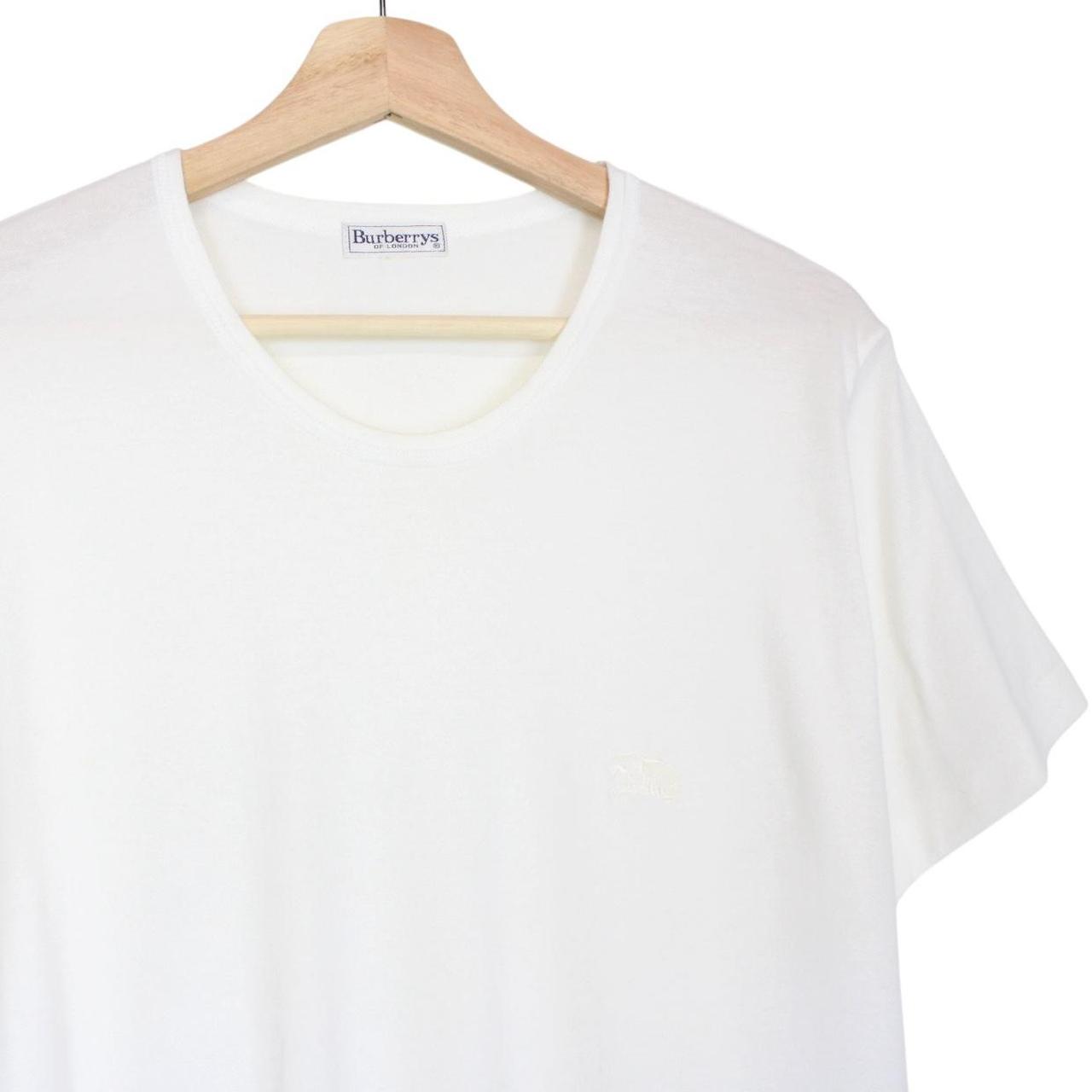 Vintage 80s Burberry White Short Sleeve Cotton T-Shirt