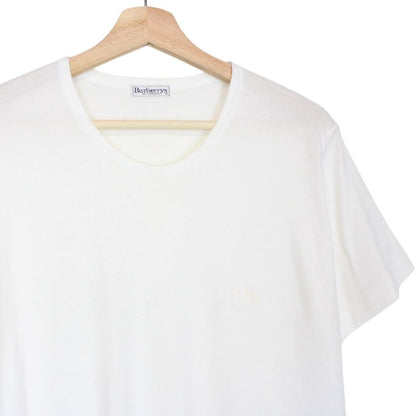 Vintage 80s Burberry White Short Sleeve Cotton T-Shirt