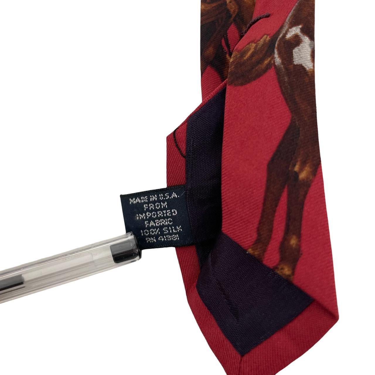 Vintage Polo Ralph Lauren Burgundy Equestrian Print Silk Tie