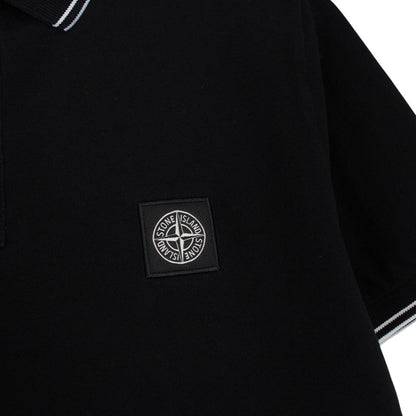 Stone Island AW 2020 Black Short Sleeve Compass Cotton Polo Shirt
