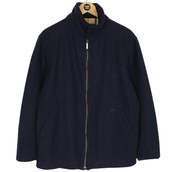Vintage Burberry London Navy Blue Lambswool Blend Jacket