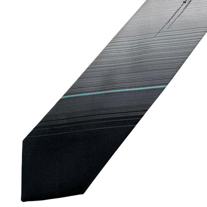 Christian Dior grey and black gradient tie, smooth polyester with subtle color transition.