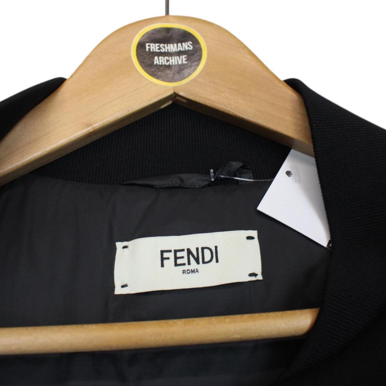 Fendi Black Karlito Full Zip Logo Appliqué Down Bomber Jacket