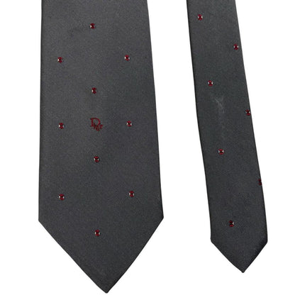 Christian Dior grey tie in silk/polyester blend with subtle sheen and classic design.