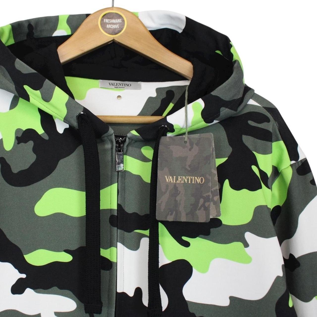 Valentino Garavani Green Camo Full Zip Nylon/Cotton Hoodie