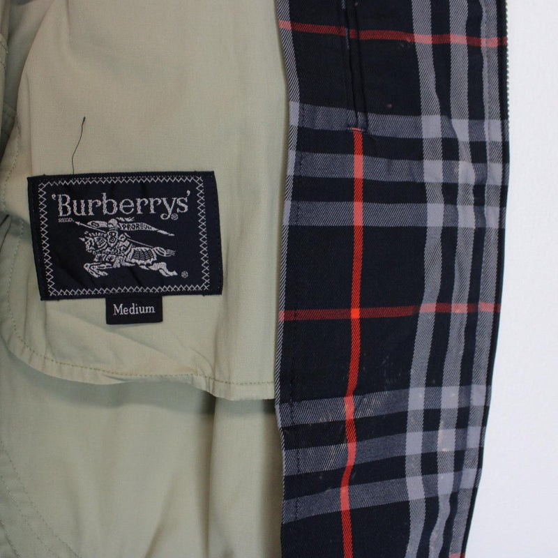 Vintage 90s Burberry Beige and Navy Blue Nova Check Harrington Jacket